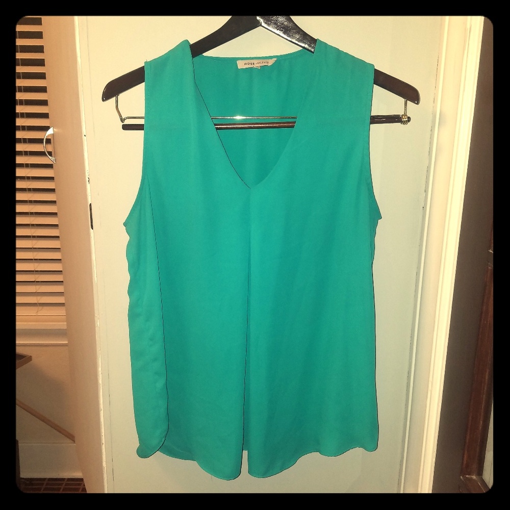 Rose + Olive Green Sleevless blouse.